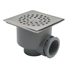 Sumidero de PVC sifónico salida horizontal y rejilla acero inoxidable