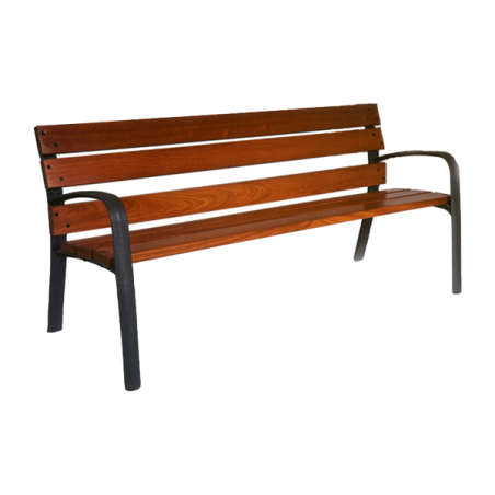 Banco urbano MODO de fundición y madera. Bancos de jardín de 1,80 m