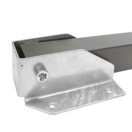 Pilona abatible metálica cuadrada con base y cierre seguridad