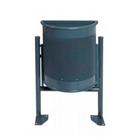 Papelera urbana Barcelona semicircula abatible en chapa perforada