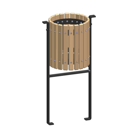 Papelera modelo Valladolid en madera de caoba y acero