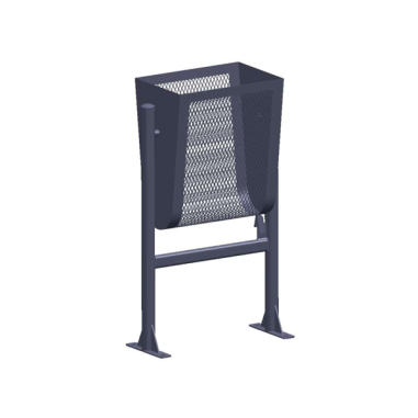 Papelera urbana modelo Madrid abatible en chapa y malla de acero