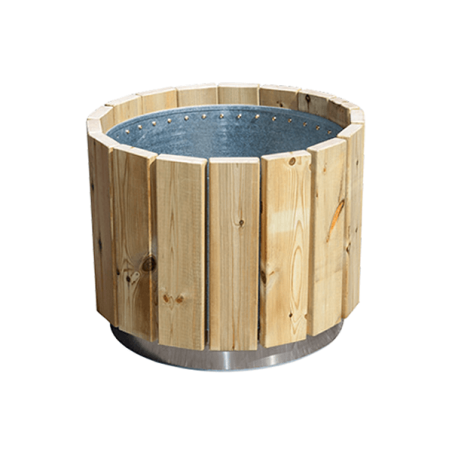 Jardinera prefabricada urbana de madera modelo Newport Pino