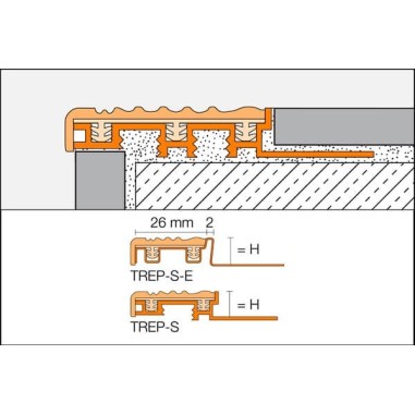 TREP-S - Perfiles para peldaños con goma antideslizante