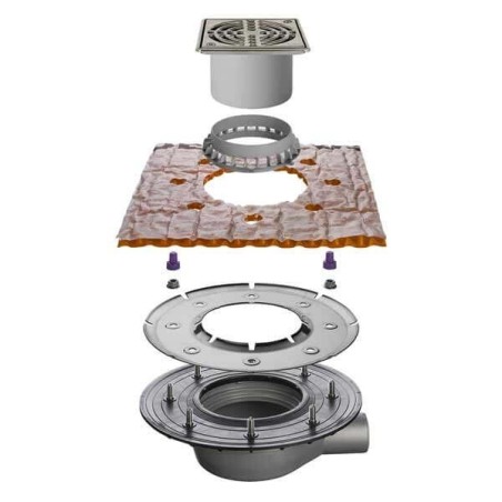 Sumidero ducha salida horizontal sin sifón DN50 KERDIDRAIN KDBH50ASLVB