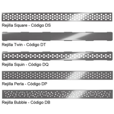 Rejilla inoxidable de 90 mm para canaleta en platos de ducha de obra