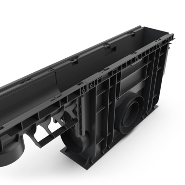 Arqueta hormigón polímero con arenero de 125x500 mm y cestillo zincado