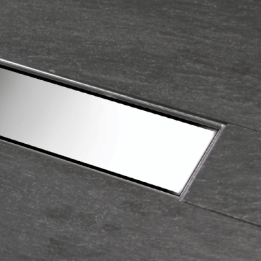 Canal para ducha de obra con lámina,sifón y embellecedor inox