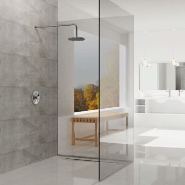 Canal para ducha de obra con lámina,sifón y embellecedor inox