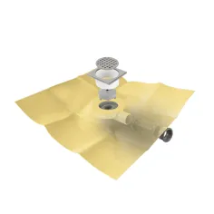 Sumidero y rejilla inoxidable salida horizontal central con sifón DRY50 SUMI FLAT LUXE