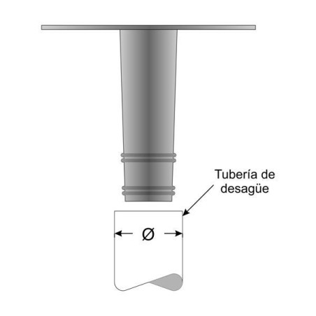Desagüe en TPE vertical 160 mm lámina de EPDM, BUTILO y ASFALTO - croquis 