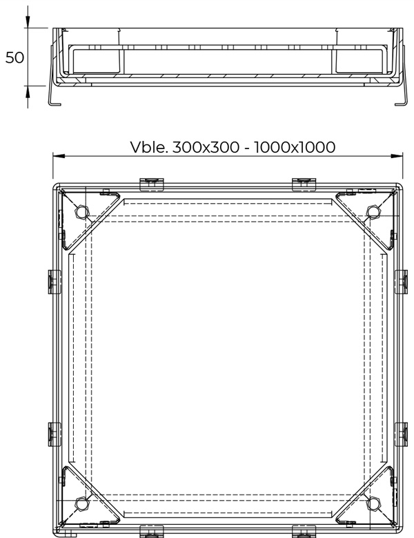 Tapas para arquetas estancas en acero galvanizado rellenable - Normal